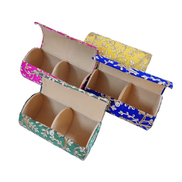 DMS RETAIL Silk Embroidered Bangle Organiser For Women|Bangle Box Storage For Women|Return Gift Favor Box-6 Inches (Pack Of 4 Box) dmsretail