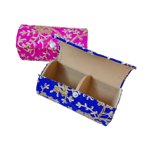 DMS RETAIL Silk Embroidered Bangle Organiser For Women|Bangle Box Storage For Women|Return Gift Favor Box-6 Inches (Pack Of 4 Box) dmsretail