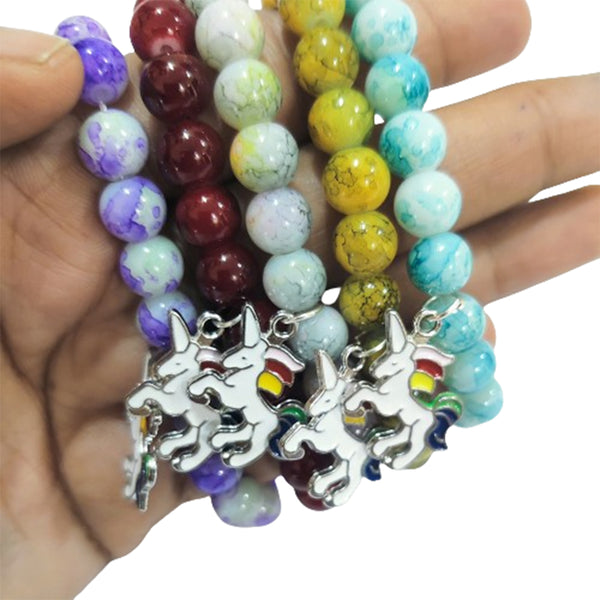 DMS RETAIL UNICORN BRACELETS FOR GIRLS WOMEN KIDS FREE SIZE SET OF 4 dmsretail