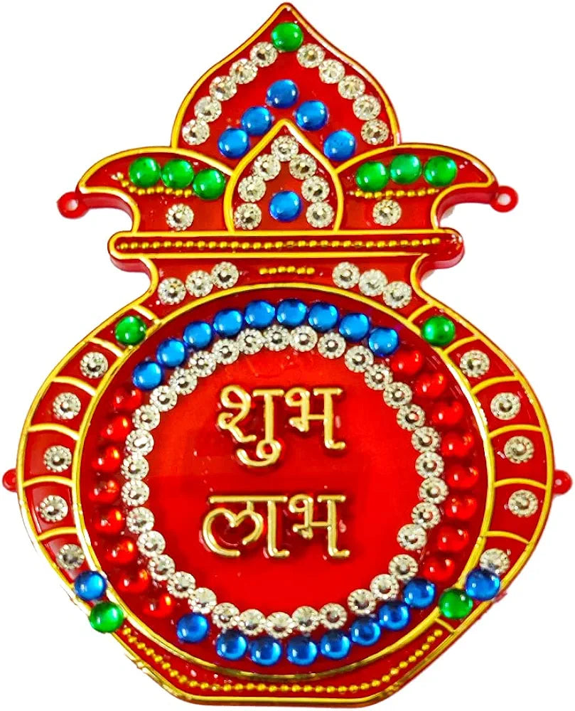 Designer Kalash Shubh Labh Sticker for Door Entrance Decoration |Floor Decoration - Diwali Home Decoration - Pack of 1 - Big Size dmsretail