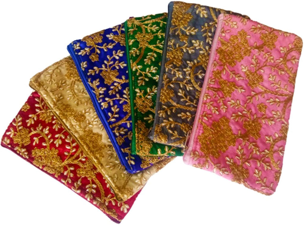 Handcrafted Jarsosh Silk Embroidered Clutch Purse For Women Return Gift Favor For Women - Pack of 6 dmsretail