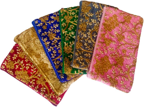 Handcrafted Jarsosh Silk Embroidered Clutch Purse For Women Return Gift Favor For Women - Pack of 6 dmsretail