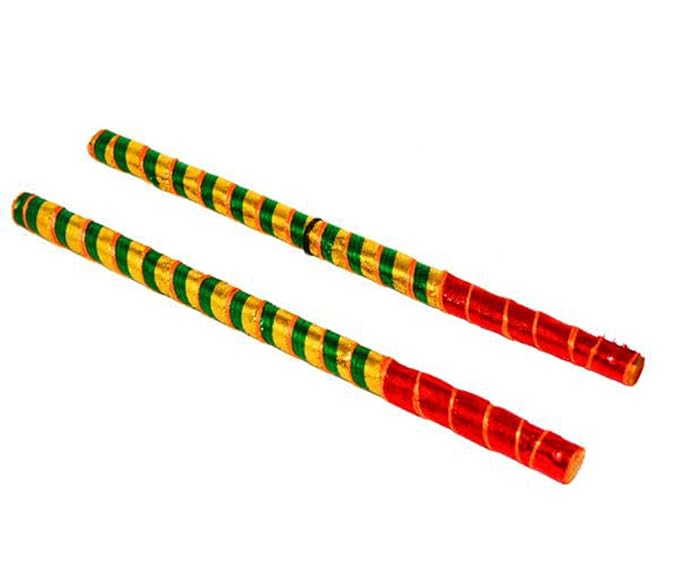 Multicolor Dandiya Wooden Garba Sticks with Lace for Navratri Celebration Ajmeri Dandiya Pack Of 1 dmsretail