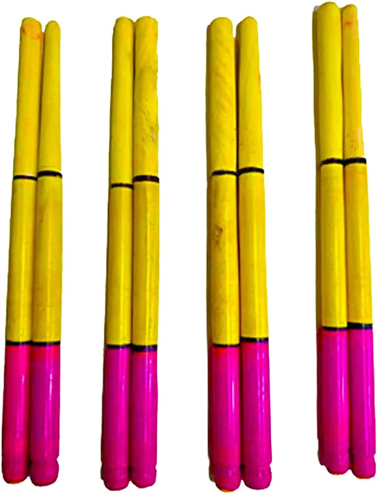 Multicolor Heavy Wooden Simple Sankheda Dandiya Garba Sticks 14 Inches Big Size Pack Of 1 dmsretail