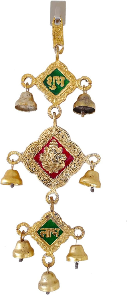 Multicolor Metal Shubh Labh Door Hanging Bells, Hanging Bells for