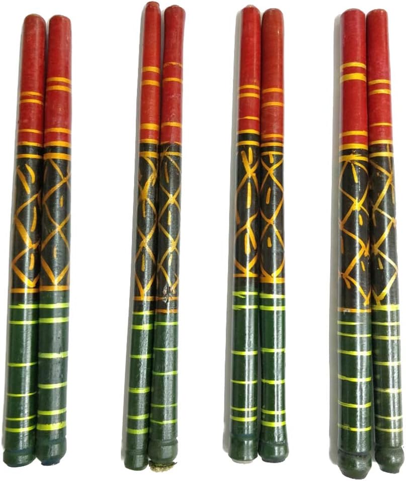 Multicolor Wooden Dandiya Sticks for Dance Garba Sticks for Navratri Celebration Large Size 14.4 Inches 1 pair dmsretail