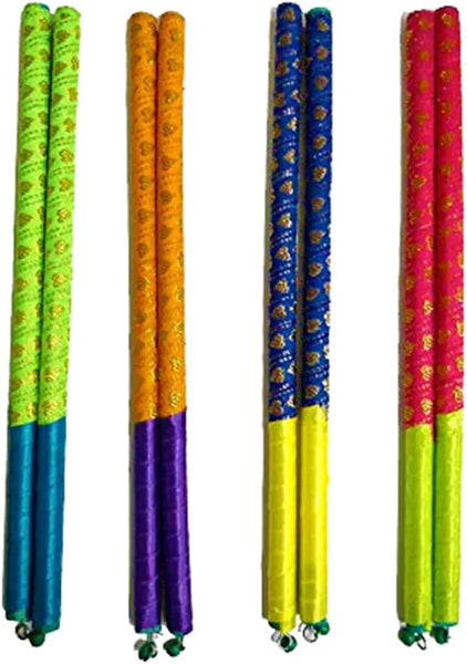 Multicolor Wooden Dandiya Sticks for Dance Garba Sticks for Navratri Celebration with Decorative Lace Large Size 14.4 Inches Pack of (1) dmsretail