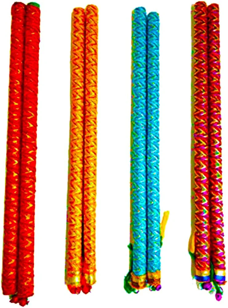 Multicolor Wooden Multicolor Dandiya Garba Sticks for Adult Navratri Celebration Multidesign Dance Garba Sticks 14.4 Inches Set of (1) dmsretail