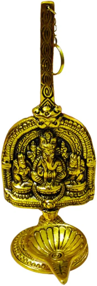 Oxidize Ganesh Diya Oil Lamp with Pin Holder Raman Divi for Wedding Or Temple Or for Pooja dmsretail