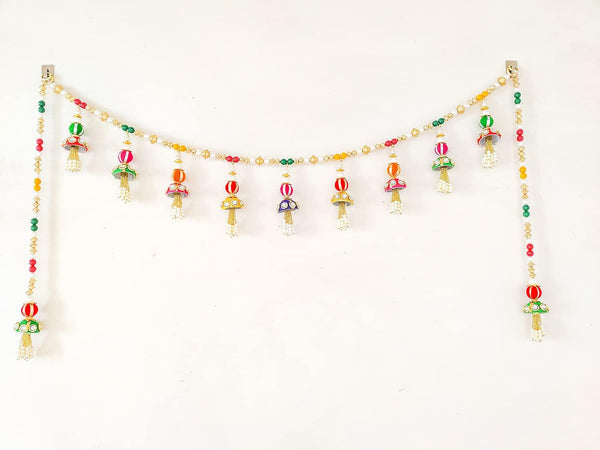 Pearl Beads Handmade Hanging Door Toran/Bandarwal for Main Door with Traditional Side Hangings dmsretail