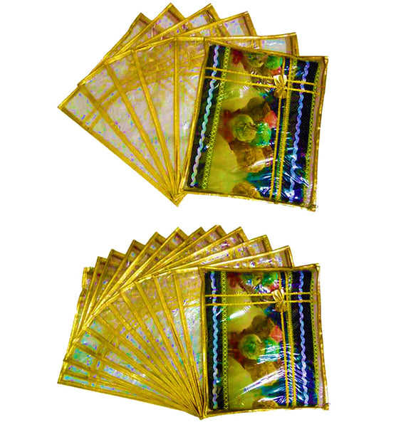 Semi Transparent Golden Single Saree Cover Set Saree Covers with Zip Lehenga Cover dmsretail