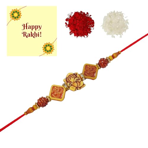 Vighnaharta Ganesh & Alloy Rakhi for Men Lovely Brother With Rakhi For Brother With Roli Chawal Set Of 3 dmsretail