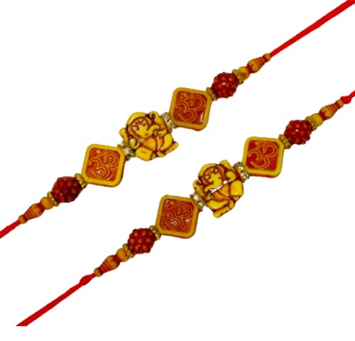 Vighnaharta Ganesh & Alloy Rakhi for Men Lovely Brother With Rakhi For Brother With Roli Chawal Set Of 3 dmsretail