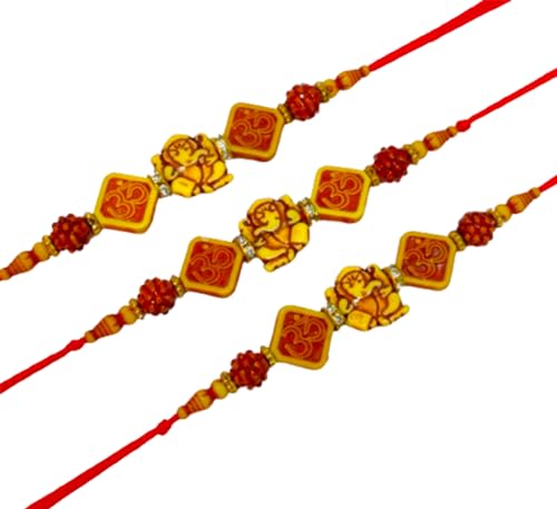 Vighnaharta Ganesh & Alloy Rakhi for Men Lovely Brother With Rakhi For Brother With Roli Chawal Set Of 3 dmsretail