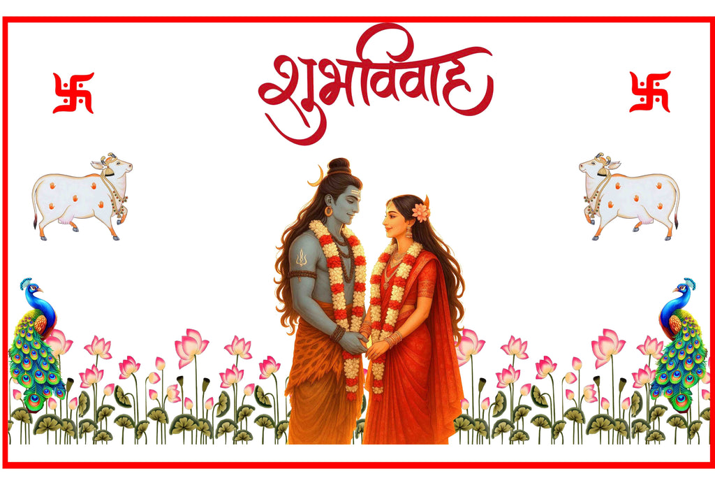DMS RETAIL Hindu Wedding Antarpat Cloth | Printed Marriage Curtain | Bride Groom Ritual Cloth for Wedding Ceremony |