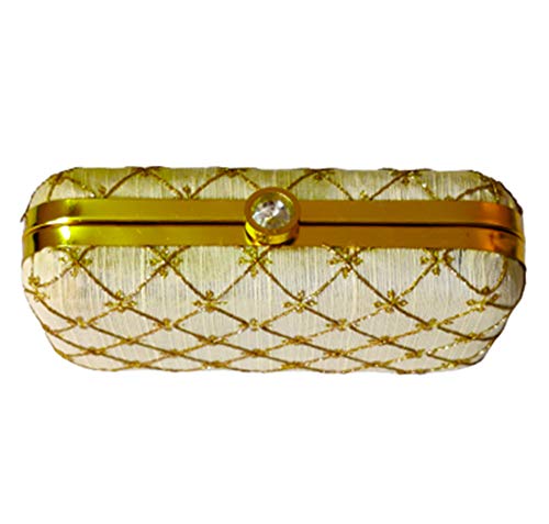 DMS RETAIL Hand Emroidered Box Clutch With Detachable Sling For Party Evening Clutch (Navy Blue)