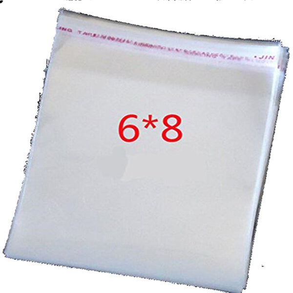 Transparent Plastic Packing Bags Adhesive Plastic Poly Bag Clear Self Adhesive Plastic Bags Size 6X8 Inches dmsretail