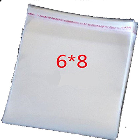 Transparent Plastic Packing Bags Adhesive Plastic Poly Bag Clear Self Adhesive Plastic Bags Size 6X8 Inches dmsretail