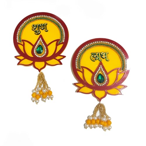 Acrylic Lotus Shubh Labh Sticker for Door Decoration| Swastik Stickers for Floor Decoration |Diwali Decoration dmsretail