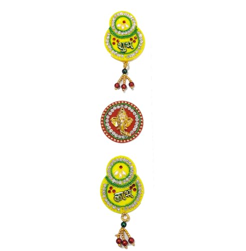 Acrylic Round Shubh Labh Ganesh Sticker for Door Decoration| Swastik