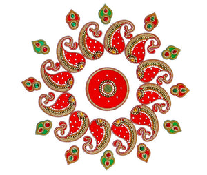 DMS RETAIL Acrylic Decorative Designer Rangoli Set for Floor Decoration Diwali Decoration Puja Functions Table Decorations- Readymade Reusable Rangoli- 25 PCS- 20 Inches dmsretail