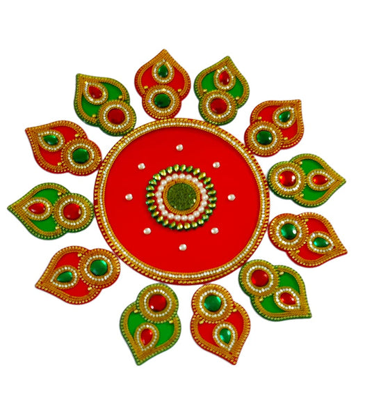 DMS RETAIL Acrylic Decorative Designer Rangoli Set for Floor Decoration Diwali Decoration Puja Functions Table Decorations- Readymade Reusable Rangoli- 25 PCS- 20 Inches dmsretail