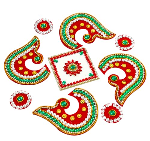 DMS RETAIL Acrylic Decorative Rangoli Set Rangoli Reusable for Floor and Wall Decoration for Diwali and Puja Functions Diwali 11 INCHES dmsretail