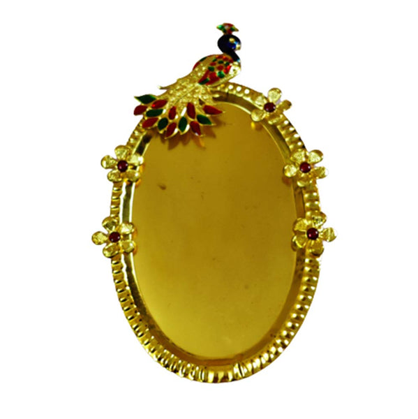 DMS RETAIL Acrylic Peacock Pooja Thali with Kumkum Holder Decorative Rakhi Thali|Tilak Thali|Engagement Platter|Kankavati for Pooja|Diwali Decoration for Home dmsretail