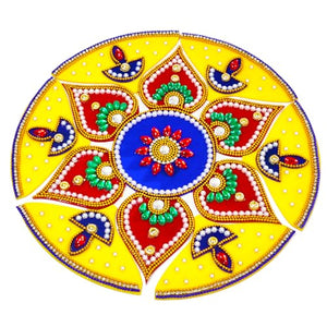 DMS RETAIL Acrylic Rangoli Diya Shape Reusable for Floor and Wall Decoration for Diwali and Puja Functions Diwali Diya Rangoli Deepak Rangoli 11 Inches dmsretail