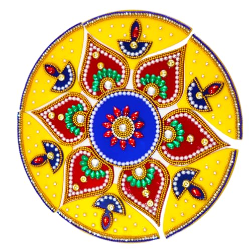 DMS RETAIL Acrylic Rangoli Diya Shape Reusable for Floor and Wall Decoration for Diwali and Puja Functions Diwali Diya Rangoli Deepak Rangoli 11 Inches dmsretail