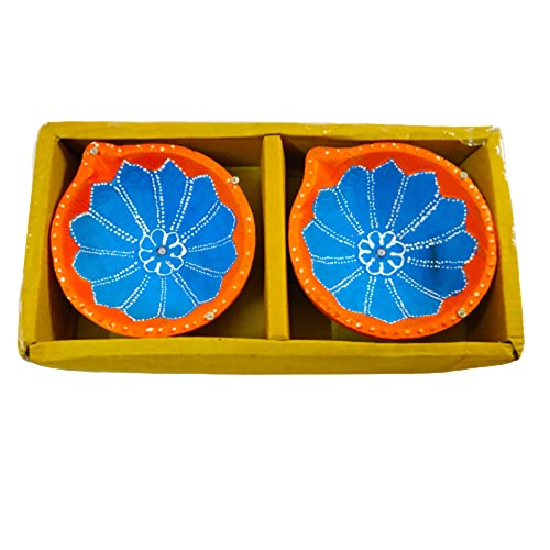 DMS RETAIL Clay Terracotta Diya Set for Home Indoor Outdoor Diwali Decoration Mitti Diya -Big Size -4 Inches Pack of (10) dmsretail