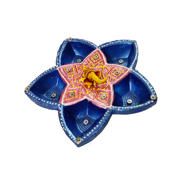 DMS RETAIL Clay Terracotta Diyas Set for Home Indoor Outdoor Diwali Decoration -5 Holder Diya dmsretail