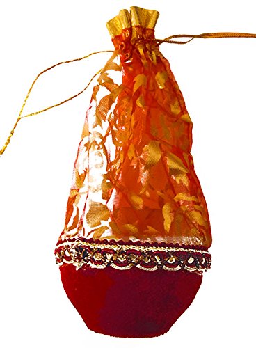 DMS RETAIL Decorative Organza Potli Bag with Velvet Decorative Bowl/Katori/Box/Return Gift/Engagement/Baby Announcement Box-Pack of 2 dmsretail