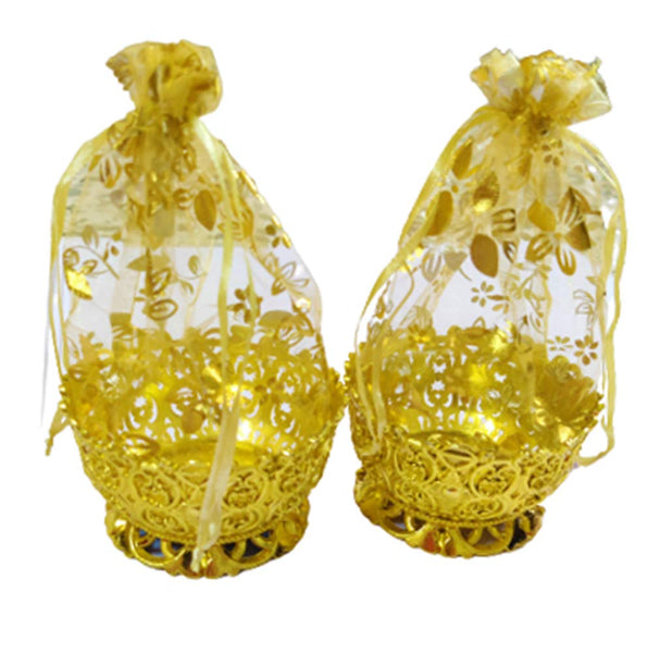 DMS RETAIL Decorative Organza Potli Basket Wedding Return Gift Favor Pack Of (12) dmsretail