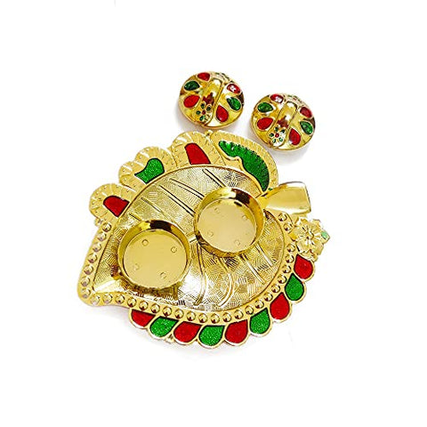 DMS RETAIL Designer Acrylic Pooja thali Kankavati |Festival Ethnic Puja Thali Gift for Diwali Wedding Return Gift dmsretail