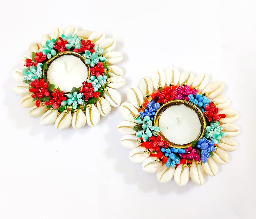 DMS RETAIL Designer Tea Light Candle Diya Holder for Diwali &