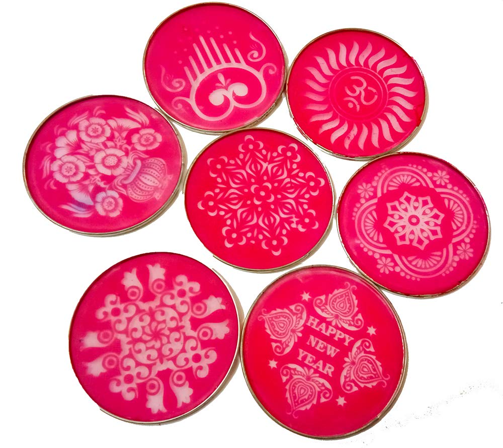 DMS RETAIL Different Design Rangoli Stencil for Floor Decoration Rangoli Jali Set of 5 (4 Inches) with 100 Grams Black Rangoli Color Powder for Border dmsretail