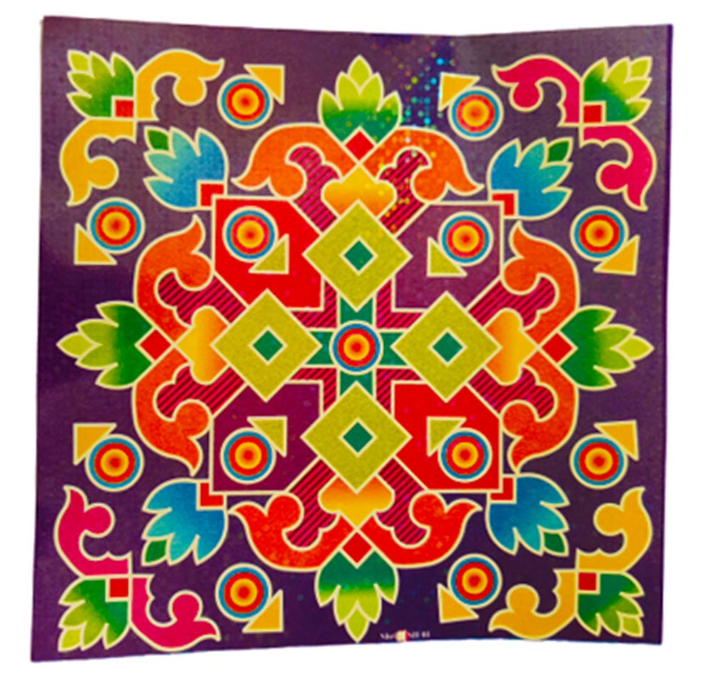 DMS RETAIL Diwali Rangoli Stickers Floor Decoration Wall D�cor Self Adhesive Sticker Rangoli Waterproof PVC Vinyl Floor Sticker Table Stickers Pack of (2) dmsretail