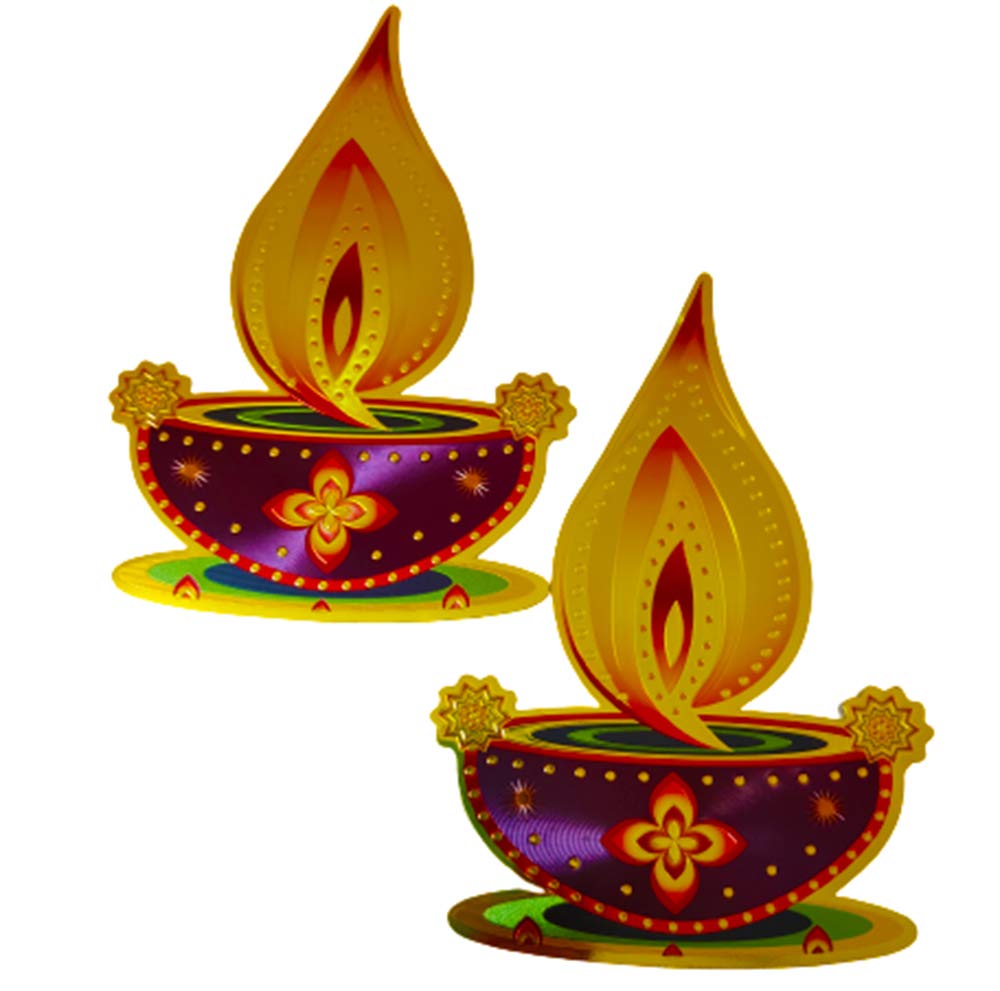 DMS RETAIL Diya Stickers for Home Decoration|PVC Vinyl Wall Sticker