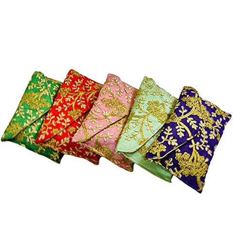 DMS RETAIL Embroidered Silk Clutch Purse For Women Round Shape Envelope Clutches for women (Pack Of 5) dmsretail