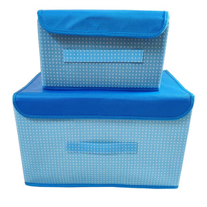 DMS RETAIL Foldable Non Woven Clothes Organisers Storage Boxes Custom Home Storage Organizer Non Woven Box Under Bed Storage Organizer Boxes Set Of 2 (Blue) dmsretail