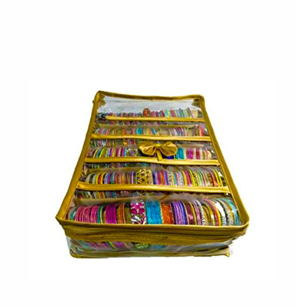 DMS RETAIL Golden Brocade Bangle Box Bangle Case Bangle Organizer Travel Organizer Jewelry Case 5 Rod Non Wooven dmsretail