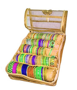 DMS RETAIL Golden Brocade Bangle Box Bangle Case Bangle Organizer Travel Organizer Jewelry Case 5 Rod Non Wooven dmsretail