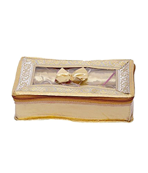 DMS RETAIL Golden Brocade Bangle Box/Bangle case/kit Organizer 1 Rod- 10 x 26 x 7 cms (Pack of 4) dmsretail