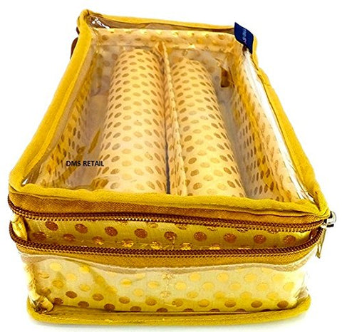 DMS RETAIL Golden Brocade Bangle Box/Bangle case/kit Organizer 2 ROD-15 x 26 x 7 cms (Pack of 4) dmsretail