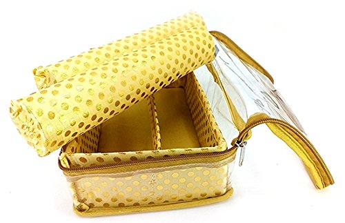 DMS RETAIL Golden Brocade Bangle Box/Bangle case/kit Organizer 3 Rod- (18 x 24 x 27cms) (Pack of 4) dmsretail