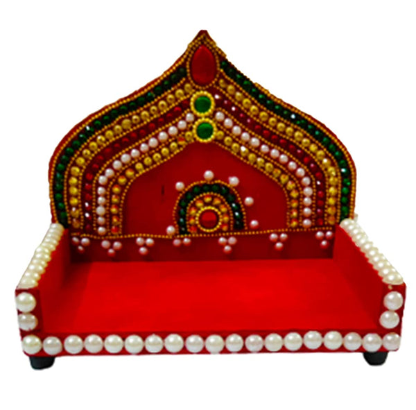 DMS RETAIL Handcrafted Wooden Decorative Sihasan for Mandir|Sinhasan for Laddu Gopal|Shihasan for God|Decoration for Temple (5 Inch) dmsretail