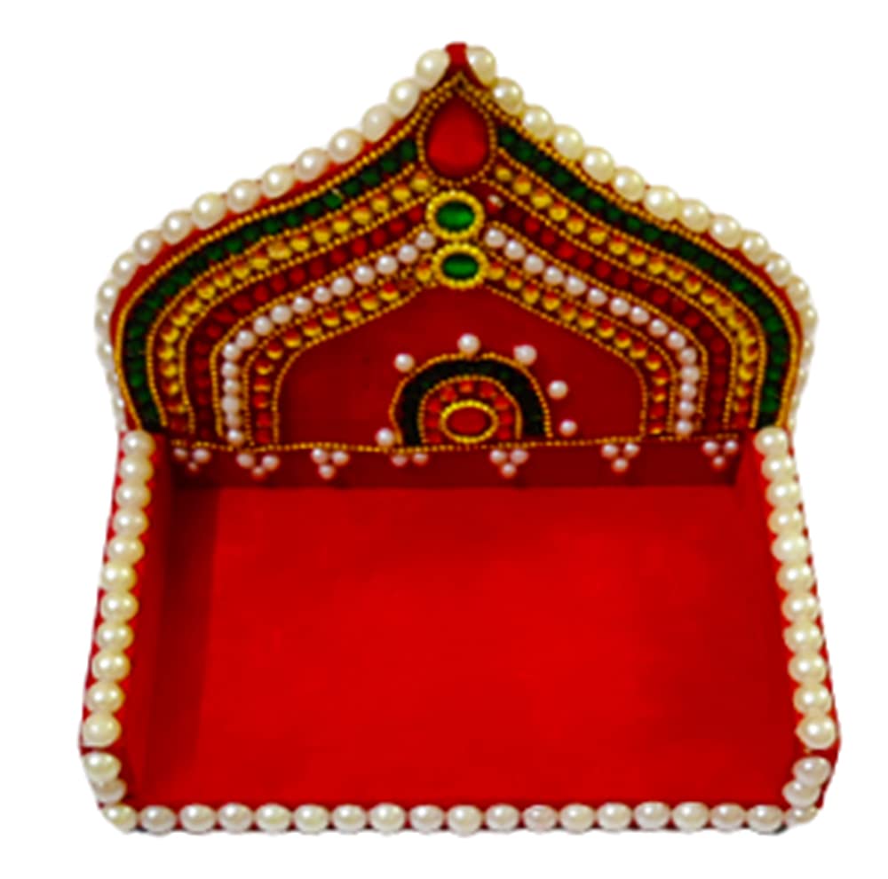 DMS RETAIL Handcrafted Wooden Decorative Sihasan for Mandir|Sinhasan for Laddu Gopal|Shihasan for God|Decoration for Temple (5 Inch) dmsretail
