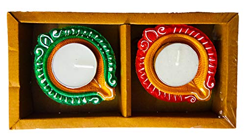 DMS RETAIL Handmade Decorative Round Clay Diya for Diwali for Floor Decoration Or Home Decoration Pack of (2) dmsretail