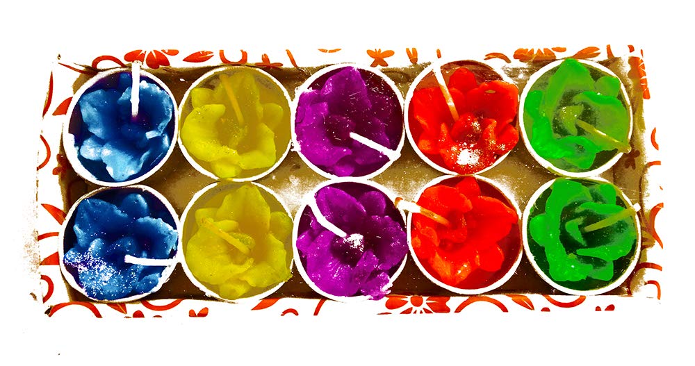 DMS RETAIL Handmade Flower Shape Wax Filled Decorative Diya for Diwali for Floor Decoration Or Home Decoration Pack of 10 Diya dmsretail